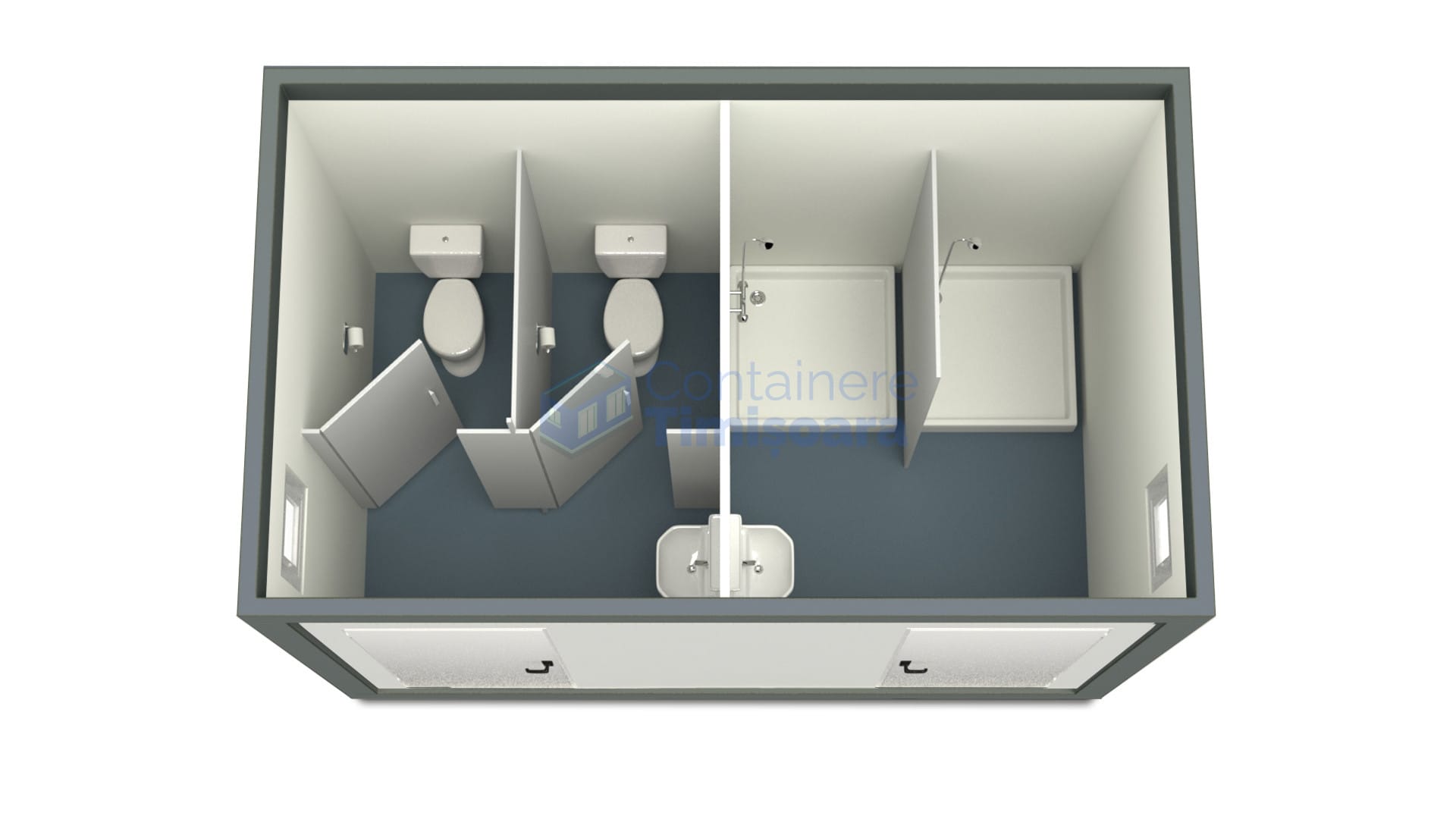 container sanitar timisoara 4metri 2dusuri 2wc gri