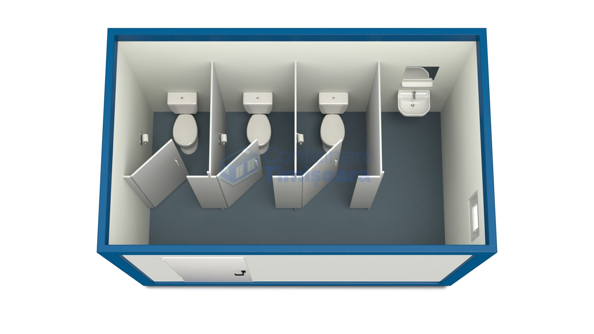 container sanitar timisoara 4metri 3wc albastru