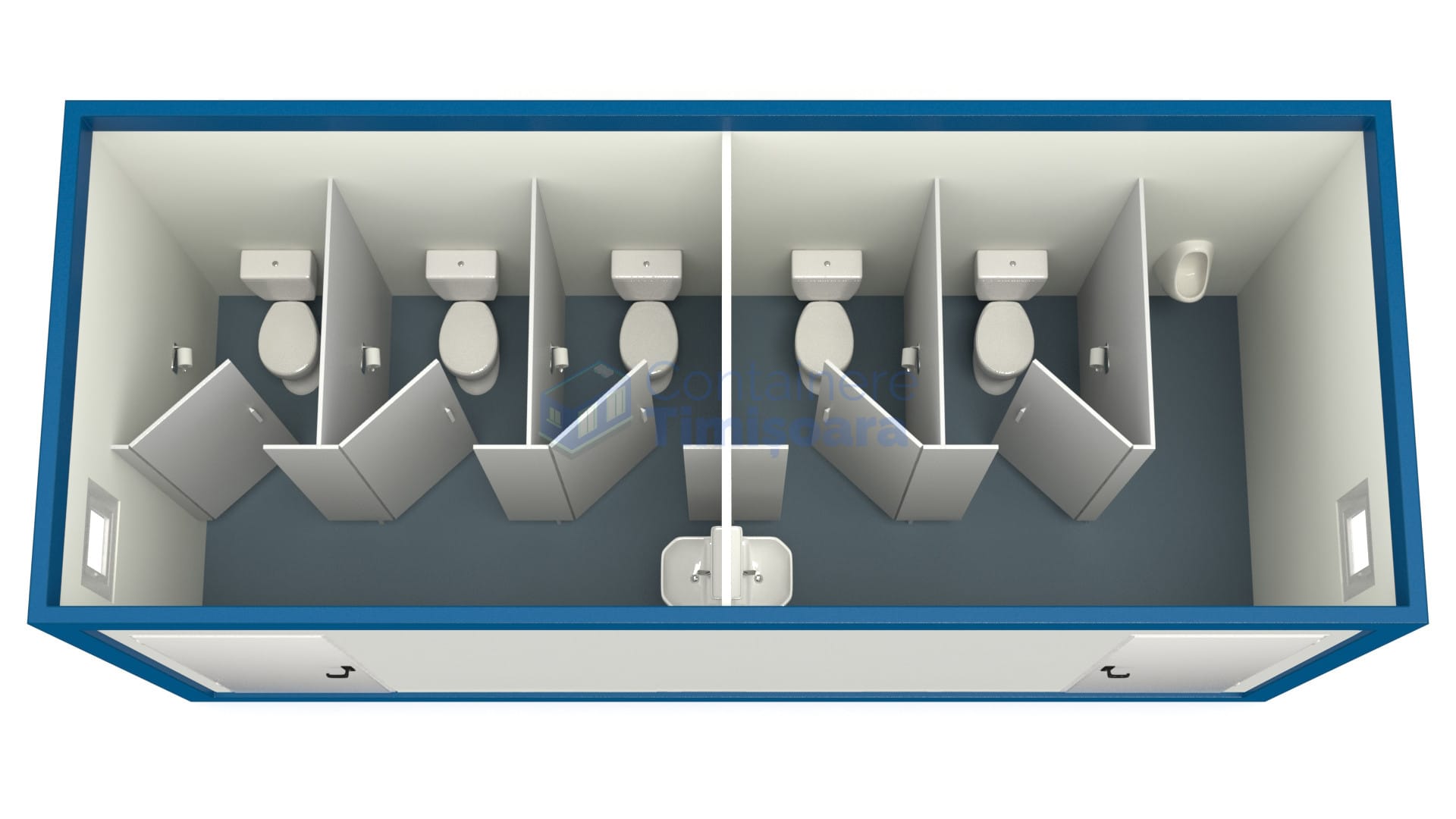 container sanitar timisoara 6metri 5wc albastru