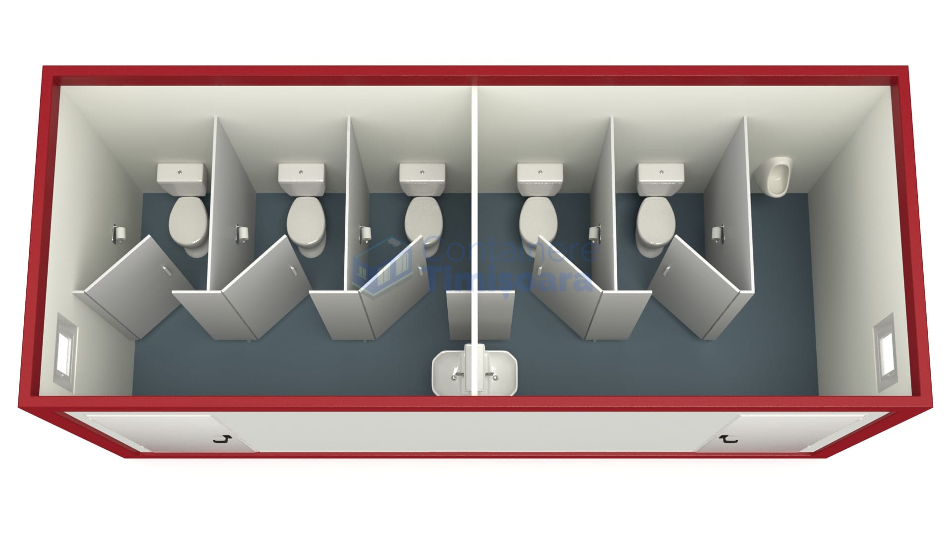 container sanitar timisoara 6metri 5wc rosu